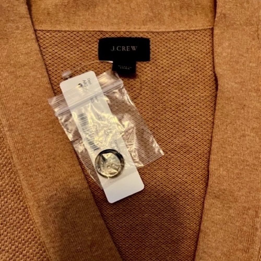 J Crew Small Heathered Camel Cotton Pique Cardigan NWT!‌ - Picture 4 of 4